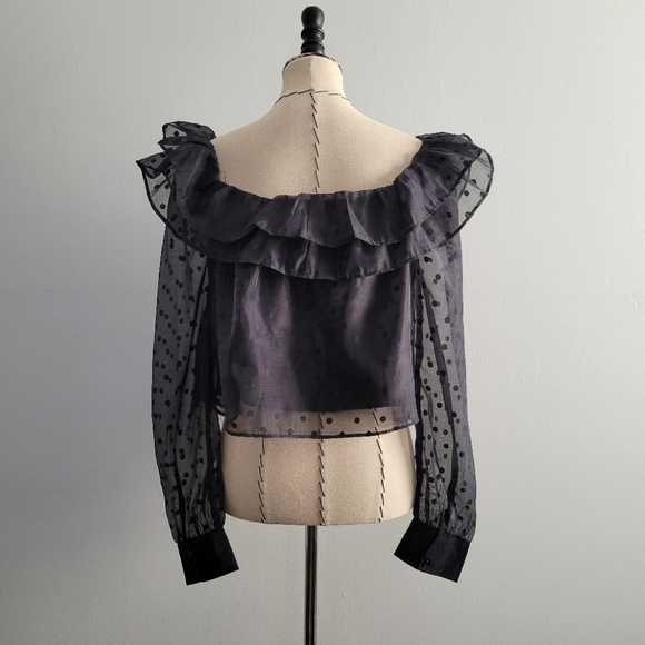 The Shirt Rochelle Behrens Black Polka Dot Sheet Statement Top - Picture 3 of 9